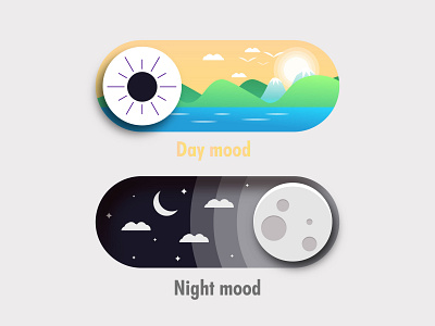 Day and Night Mood Button Design abstract app icon artwork branding clean design color dark design icon design illustration light logo logos monogram mood nft podcast design tranding ui vector