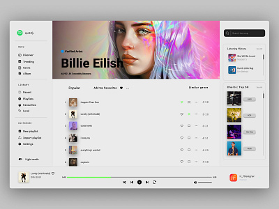 Spotify - Light Version 3d animation app branding design graphic design illustrator logo music app music web ui ui desing uidesign uiux ux ux design uxd uxdesign vector web