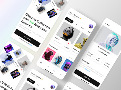 NFT Marketplace - Mobile app applcation blockchain clean coin crypto cryptocurrency defi design interface marketplace nft nft app nft design nft platform nfts token trae ui user interface ux