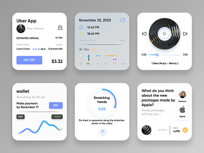 Tool Widgets animation apple application concept dashboard design graphic design ios ios 15 ios widget layout mobile panel schedule sketch small widget timer ui ux widget widgets