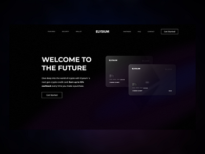 Hero section for a crypto credit card branding design glassmorphism homepage ui ux web webdesign website