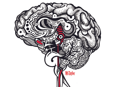 Intuition anatomy brain illustration ink pen