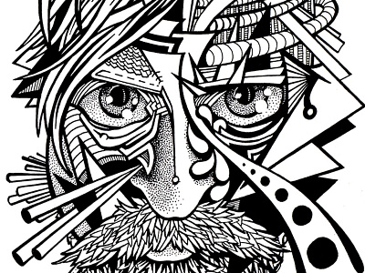 Self Portrait (crop) black and white bw illustration ink self portrait