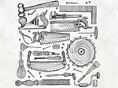 Carpenter's Drawer black and white bw carpenter illustration ink