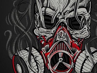 Redline Burn Skull illustration screenprint skull