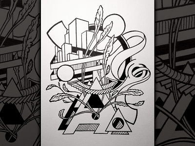 Utopia abstract blackandwhite bw drawing geometry illustration ink pen