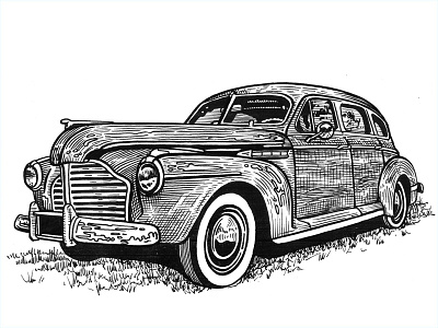 1941 Buick black and white bw halftone ink