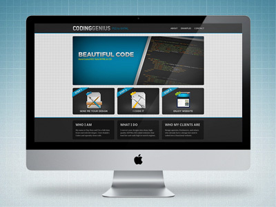 Coding Genius black blue coding grey web