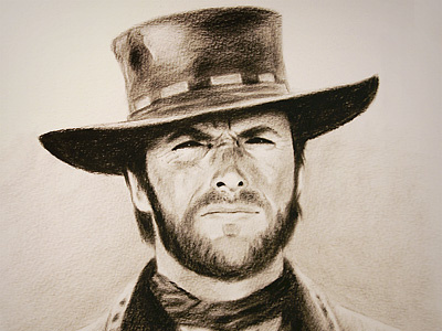Clint Eastwood drawing oil painting
