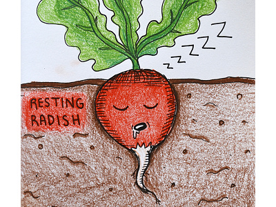 Resting Radish alphabet series cute doodle doodle a day drawing ink plant radish resting