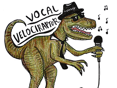 Vocal Velociraptor alphabet series animal cute dinosaur doodle doodle a day handlettering illustration music sing velociraptor vocal
