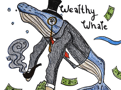 Wealthy Whale alphabet series animal cute doodle doodle a day drawing illustration money rich wealthy whale