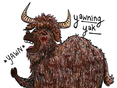 Yawning Yak alphabet series animal cute doodle doodle a day illustration sleepy tired yak yawning