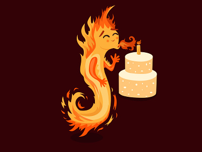 Fire Monster adorable art birthday cake cute fire monster party vector