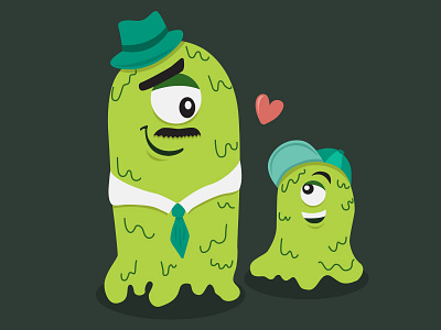 Meet the Slimey's adorable cute doodle a day father fathers day illustration monster slime son vector
