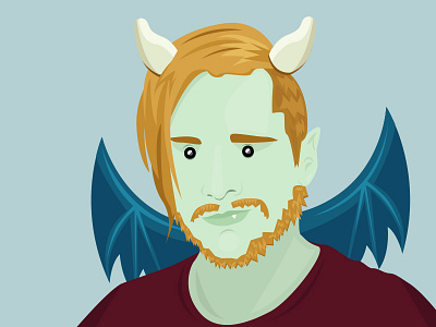 Mr. Monster Danny adorable birthday cute doodle a day fangs horns illustration monster portrait vector wings