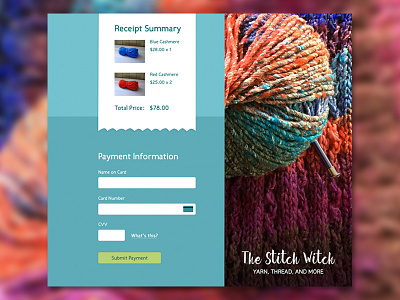 Checkout for The Stitch Witch 002 checkout credit card daily challenge daily ui shop ui ui design web design yarn