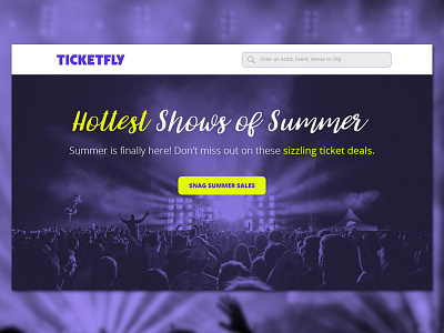 Landing Page Ticketfly 003 concert daily challenge daily ui landing page shop show tickets ui ui design web design