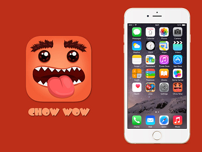Chow Wow App Icon app app icon cute daily ui food icon illustration mobile design monster ui ui design vector