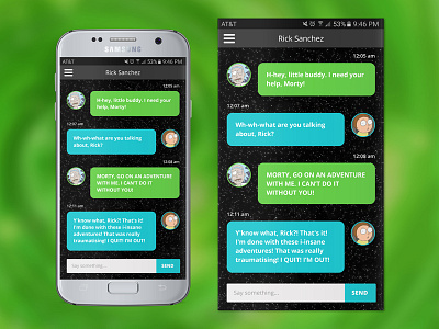 Rick and Morty Direct Messaging cartoon chat daily ui design direct messaging funny mobile rick and morty silly ui ui design ui ux