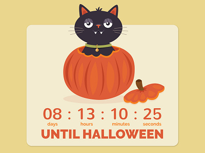 Countdown Timer for Halloween cat countdown cute daily ui design halloween illustration spooky timer ui vector