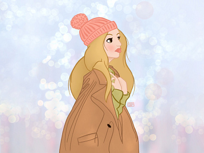 Winter Lights cartoon character design disney disney princess girl hair illustration lights procreate selfportrait skillshare winter