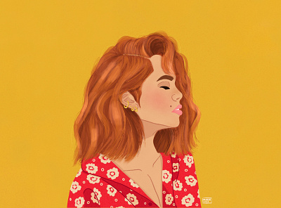 Girl in the Red Dress girl hair illustration patterns procreate skillshare