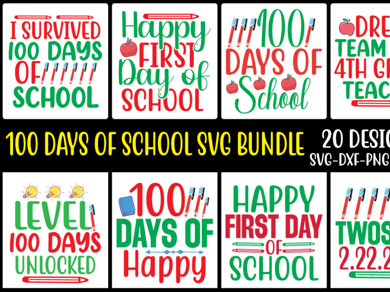 100 Days Of School Svg Bundle by Gateway design on Dribbble