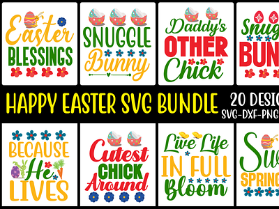 HAPPY EASTER SVG BUNDLE 3d animation branding bunny design easter design graphic design happy easter svg bundle logo motion graphics ui
