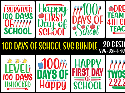100 Days Of School Svg Bundle 3d animation branding graphic design logo motion graphics ui