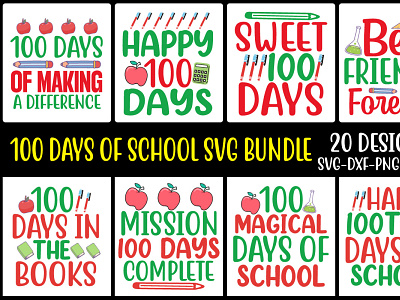 100 Days Of School Svg Bundle 3d animation graphic design logo motion graphics ui