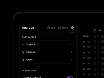 Desktop Analysis analysis categories desktop log preferences settings stats switch tabs time timeline tracking