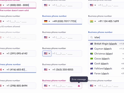 Mercury Phone Input component design system figma form input international internationalization masking number phone input telephone validation variants