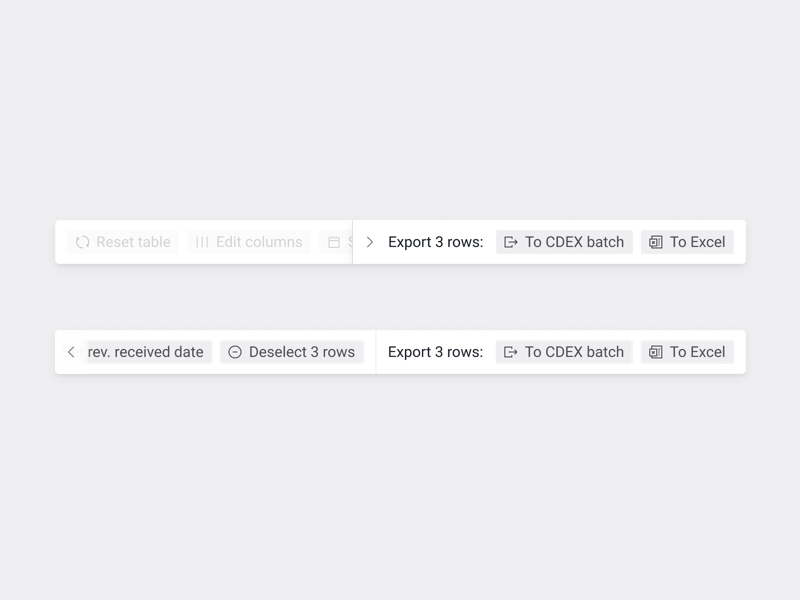 Table Options animation bar expanded exploration hidden