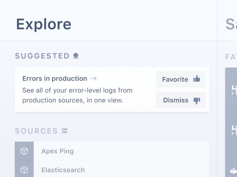 Suggested view animated card dismiss favorite feedback hover interaction rate suggested