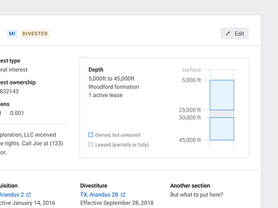 Depth visualization depth edit feet footage grid linked metadata notes organized tags visualization