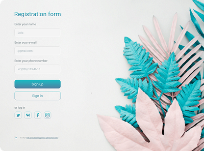 Registration form graphic design registration page sing
