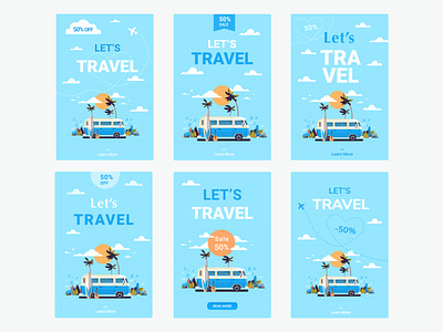 Banners about travel advertising design advertising flyer design flat icon illustration logo typography ui ux vector web