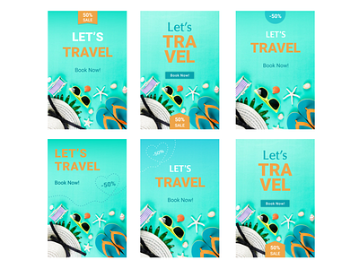 Advertising banners about travel