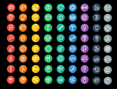 Icons of points of interest for the map design flat icon illustration information logo map poi set ui vector visualization