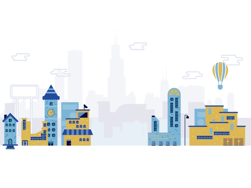 Cityscape Animation animation building buildings chicago city cityscape illustration landscape skyline ui vector web