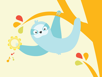 Saturday Class Sloth animal character design cute illustration lazy minimal nature sloth swing tree vector