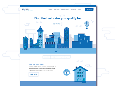 Eon Mortgage Landing Page - Early Concept buildings city cityscape flat landing page minimal mortgage skyline ui vector web design website