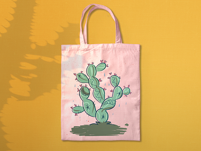 Papás x Encargo - Illustrated Tote Bag cactus cute design draw illustration photoshop pink plant procreate tote totebag yellow