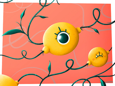 "Psychodelic Lemons" - Veggie of the Month: February 🌱 cute design digital draw illustration lemon photoshop art plant veggie warm