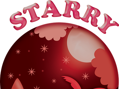 Red starry night circular design graphic design illustration logo merch design photoshop print on demand red colour star tshirt design