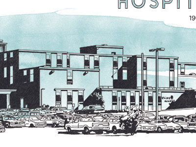 Building cars hospital sketch watercolor