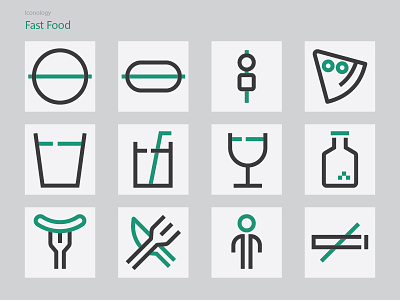 Fast Food Icon Set branding burger business cafe commerce drink fastfood food food and drink food app icon lineart marketing pizza restaurant sign snack ui