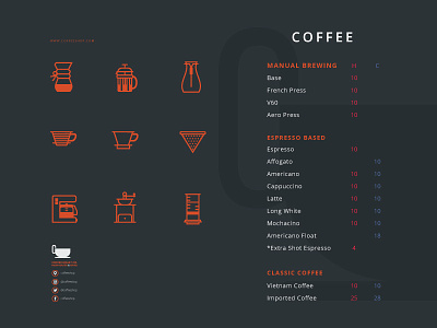 Coffee Menu Template with Coffee Icon cafe coffee coffee menu drink grinder icon menu menu template roasting social media template v60