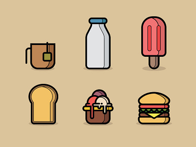 Have you get breakfast already? bread breakfast burger business cola fast food food ice cream icon lineart milk snack tea